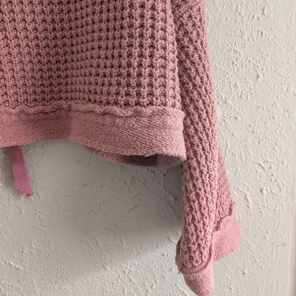 Free People Waffle Knit Lace Up Bow Back Pullover Sweater - Picture 2 of 5